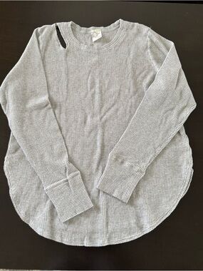 OFFLINE by Aerie Waffle Knit Thermal Top Light Gray womens size XL X-Large